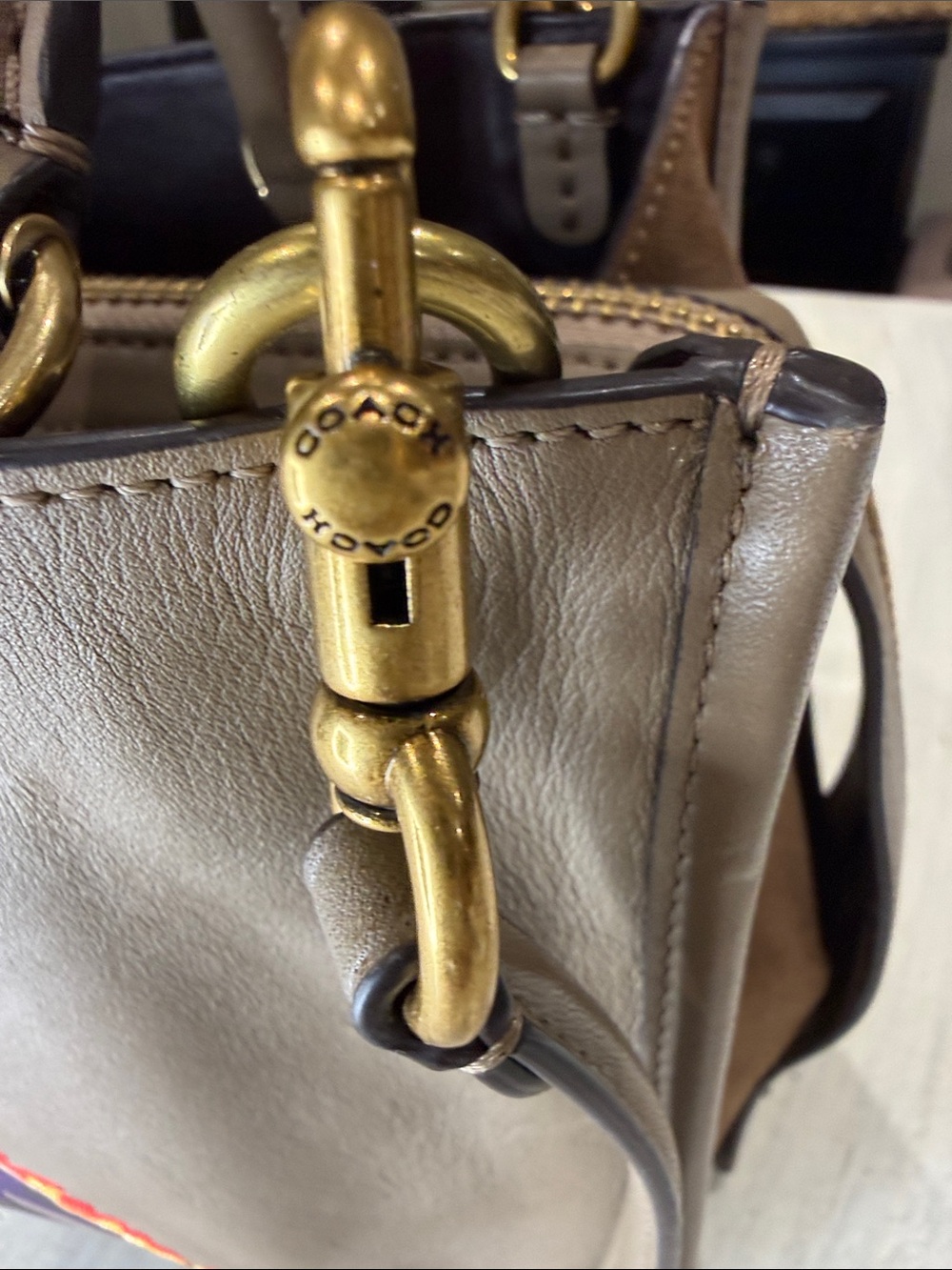 Coach X Rouge 25 Jean Michael Basquat Leather Satchel with Multicolor Rexy Dino - Picture 3 of 16